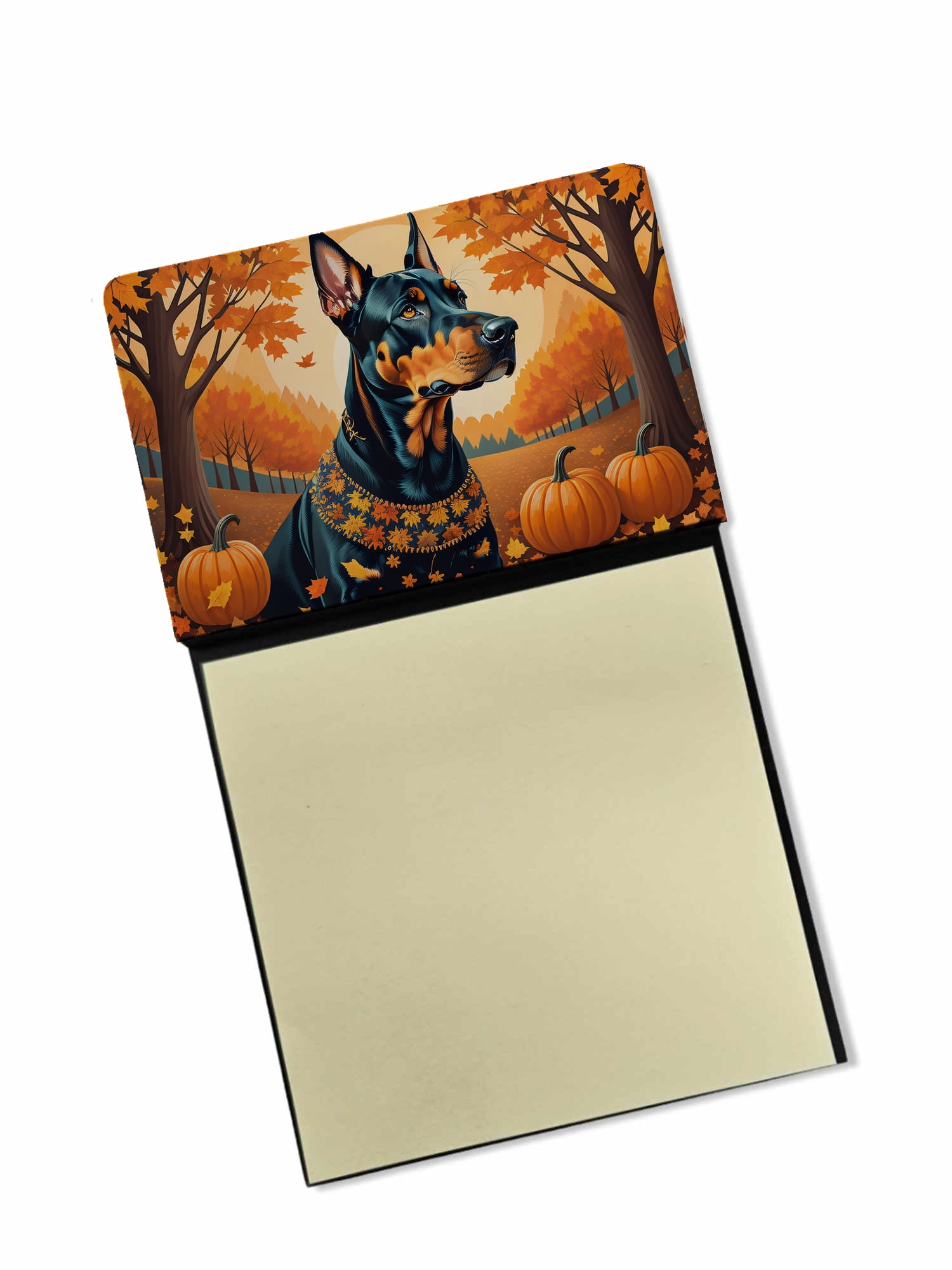 Doberman Pinscher Fall Sticky Note Holder 3.25 in x 5.25 in