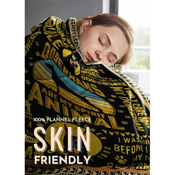 Doberman Pinscher Gifts, Doberman Blanket Throws for Dobie Mom Dad, Gifts for Doberman Pinscher Lovers, 50 x 65 inches, Perfect for Birthday Christmas Thanksgiving
