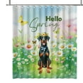 thumbnail image 1 of Doberman Pinscher Hello Spring Time Flower Floral Nature Shower Curtain Doberman Dog Lover Gifts Waterproof Bathroom Bathtub Curtain - 02031, 1 of 5