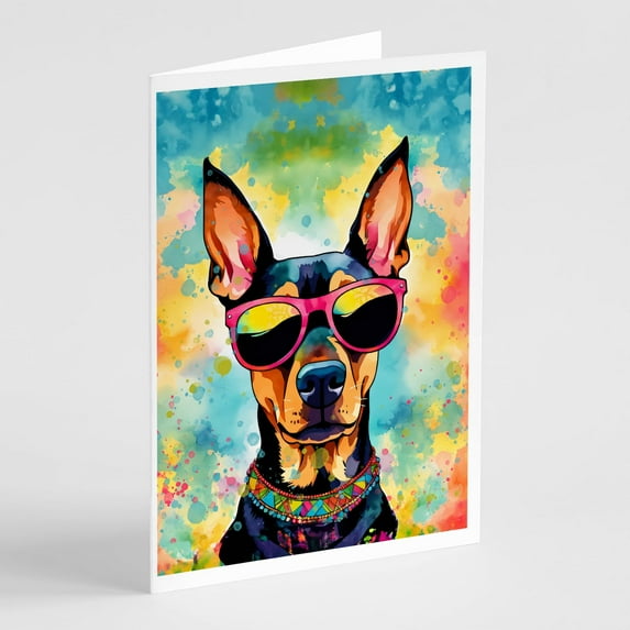 Doberman Pinscher Hippie Dawg Greeting Cards Pack of 8 7 in x 5 in