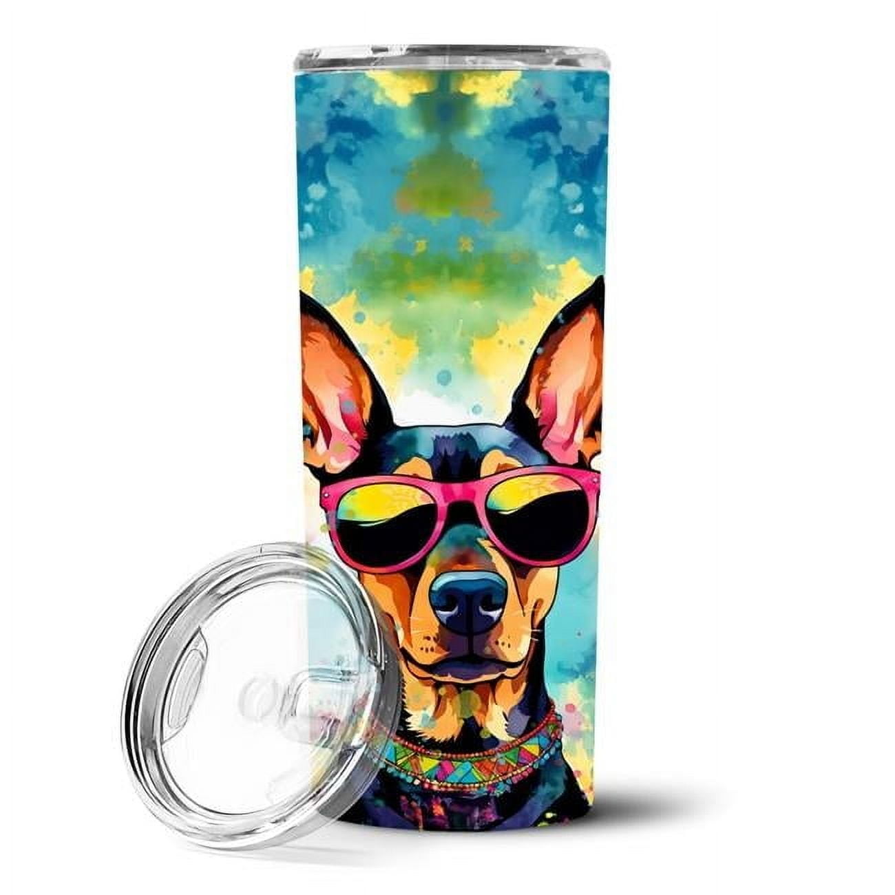 Doberman Pinscher Hippie Dawg Stainless Steel Skinny Tumbler 3 in x 8.25 in