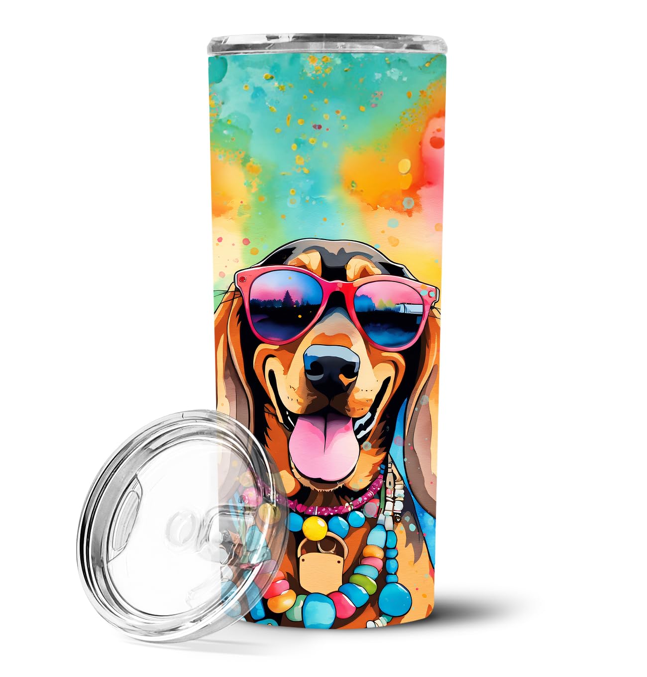 Doberman Pinscher Hippie Dawg Stainless Steel Skinny Tumbler 3 in x 8.25 in
