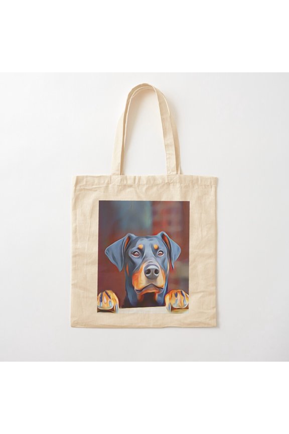 Doberman Pinscher Looking Out The Window Canvas Tote Bags, Reusable Shopping Bag
