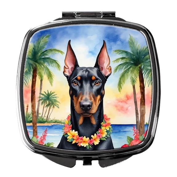Doberman Pinscher Luau Compact Mirror 2.75 in x 3 in