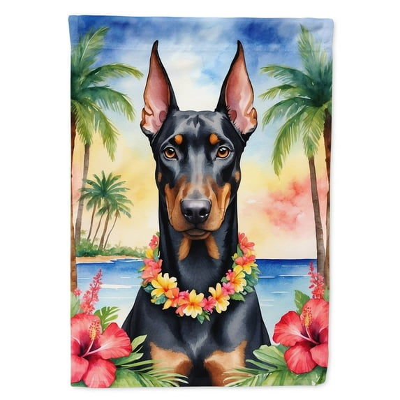 Doberman Pinscher Luau Garden Flag 11.25 in x 15.5 in
