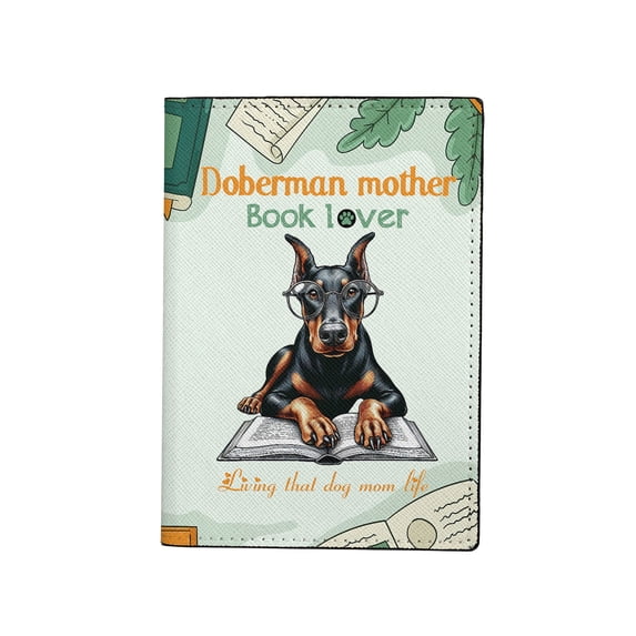 Doberman Pinscher Mother Book Lover Living That Dog Mom Life Happy Mother's Day Travel Passport Wallet Doberman Dog Lover Gifts PU Leather Passport Holder Cover - 03004