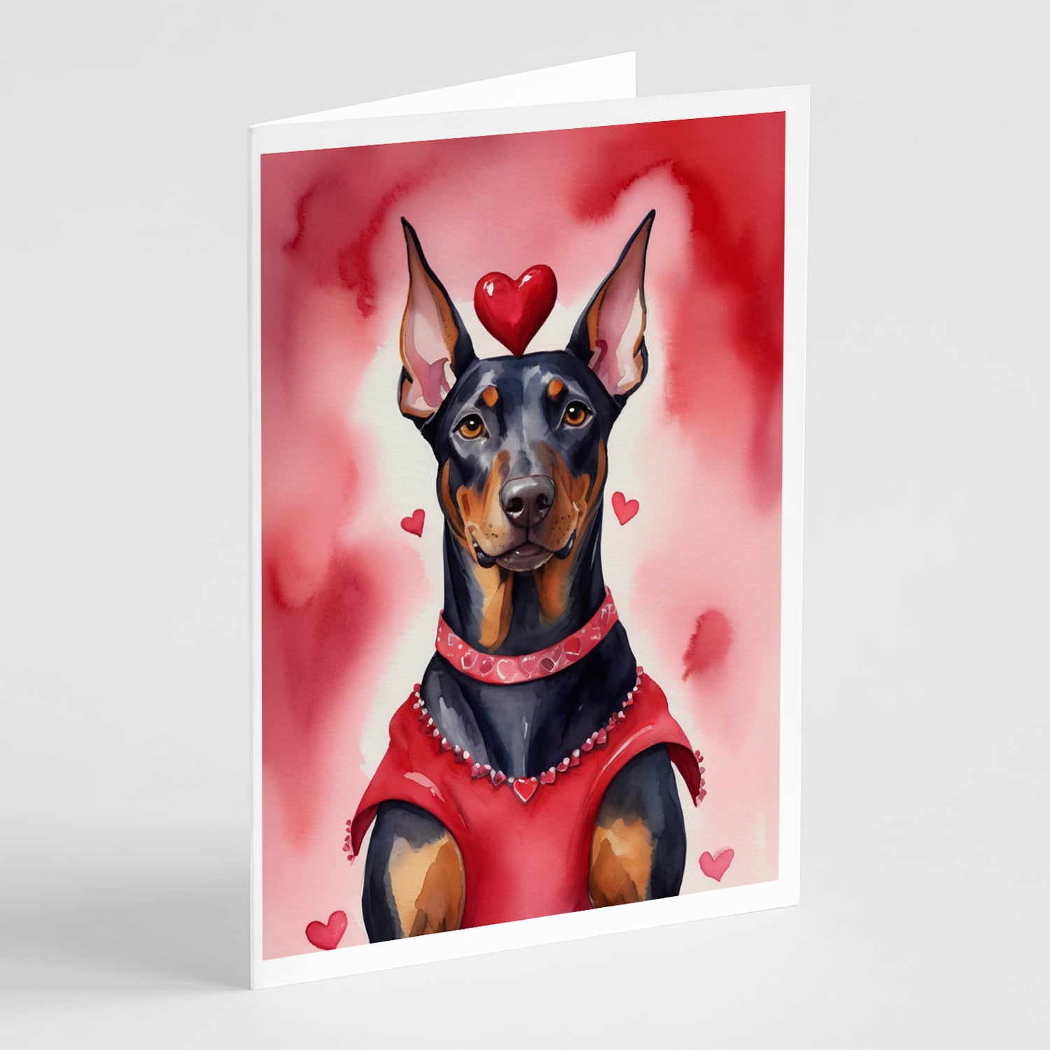 Doberman Pinscher My Valentine Greeting Cards Pack of 8 7 in x 5