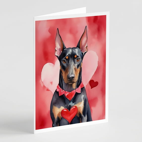 Doberman Pinscher My Valentine Greeting Cards Pack of 8 7 in x 5 in