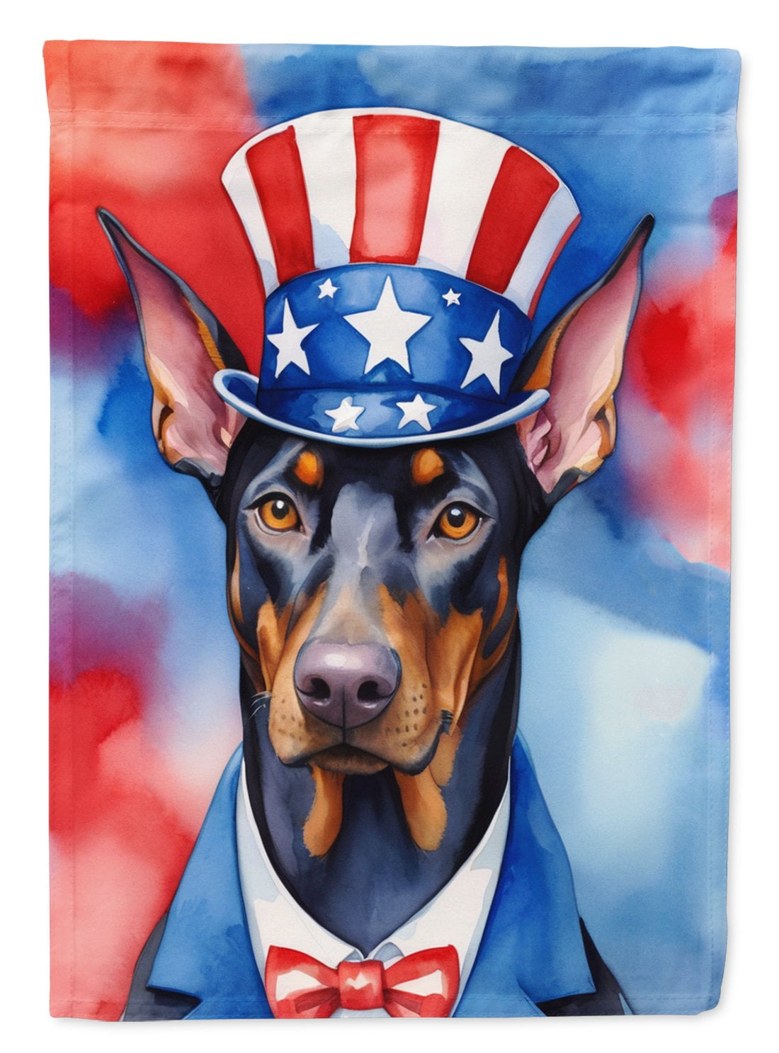 Doberman Pinscher Patriotic American House Flag 28 in x 40 in