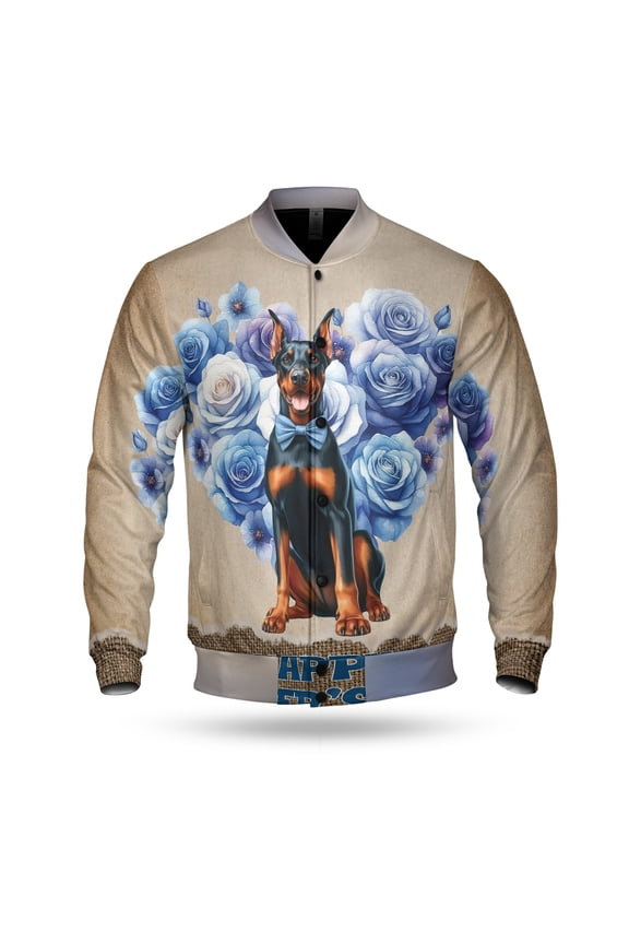 Doberman Pinscher Proud Dad Happy Father's Day All Over Print 3D Baseball Jacket Doberman Dog Lover Gifts Bomber Jacket Softball - 02008