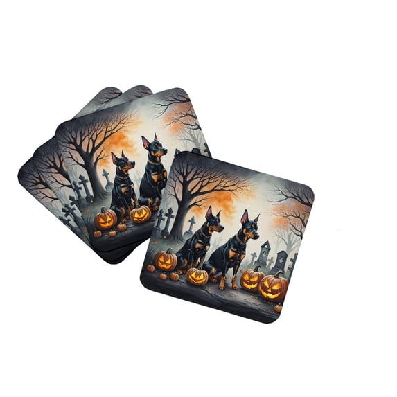 Doberman Pinscher Spooky Halloween Foam Coaster Set of 4