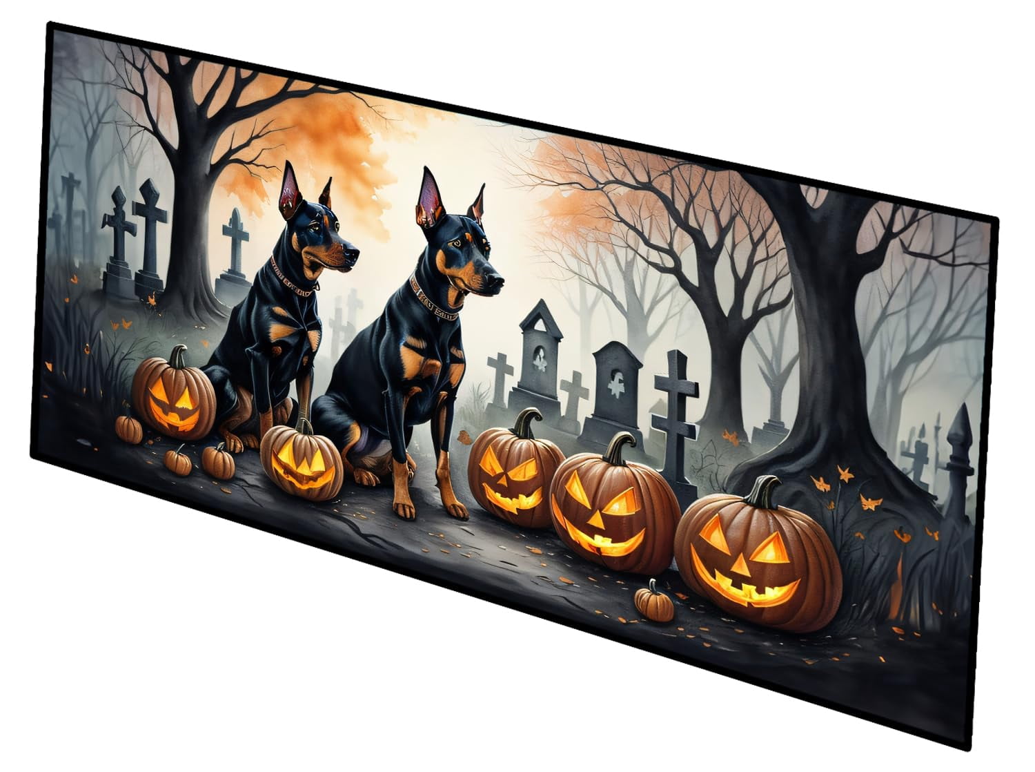 Doberman Pinscher Spooky Halloween Runner Mat 28x58 58 in x 28 in