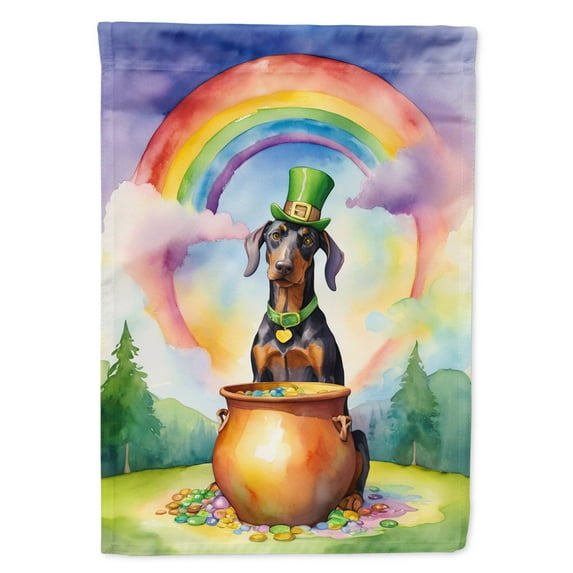 Doberman Pinscher St Patrick's Day House Flag