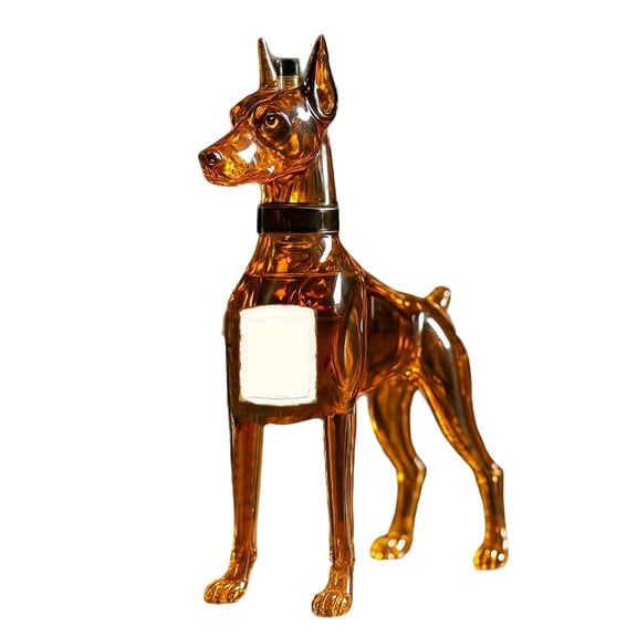Doberman Pinscher Whiskey Decanter, Glass Liquor Bottle with Collar Lid, Unique Dog Shape for Bar & Home Decor