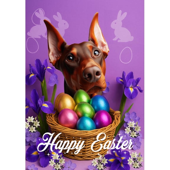Doberman Red Cropped - Best of Breed Easter Holiday Outdoor Garden Flag 12" x 17" Mailbox Flag Dog Flag