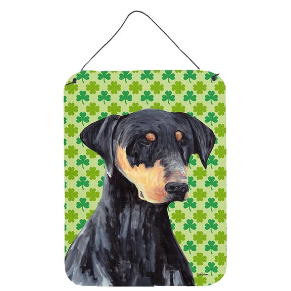 Doberman St. Patrick's Day Shamrock Portrait Wall or Door Hanging Prints