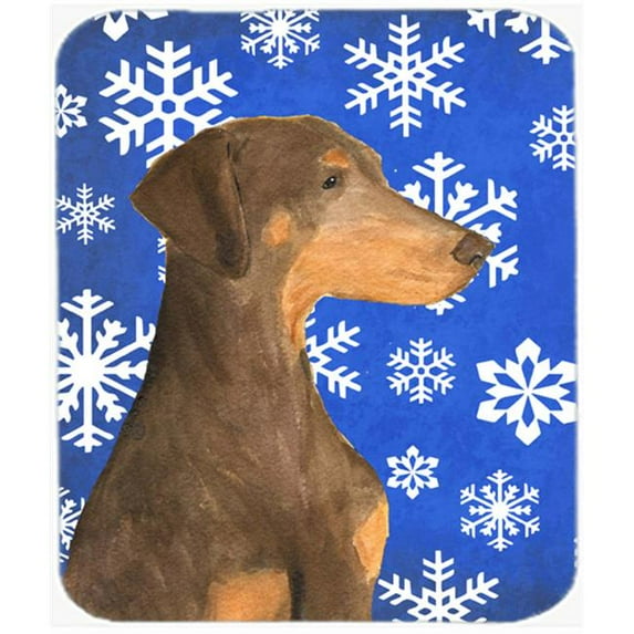 Doberman Winter Snowflakes Holiday Mouse Pad, Hot Pad Or Trivet