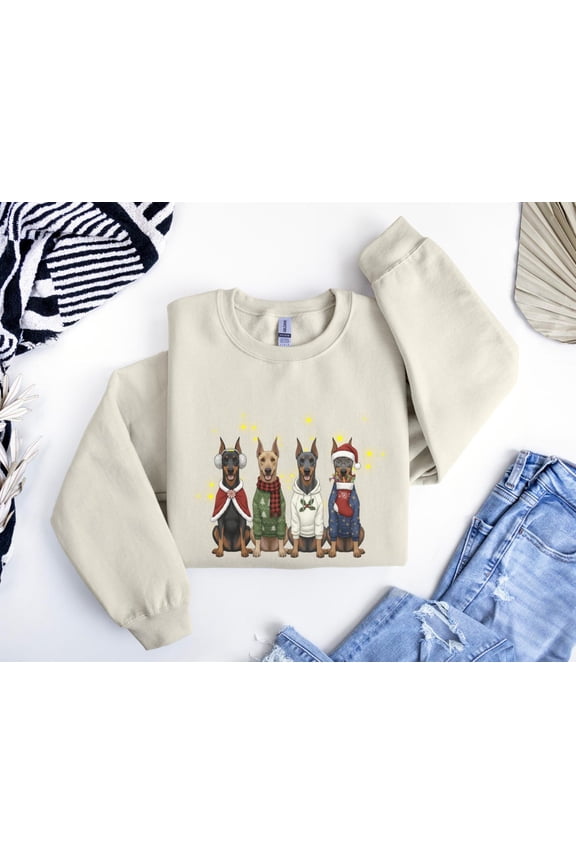 Doberman season Sweatshirt, season Dog Lover Shirt, Festive Pet Shirt, Cute Dobie, Winter Dog Sweater, season Sweater, F7196 Sweatshirt All Size S-5XL