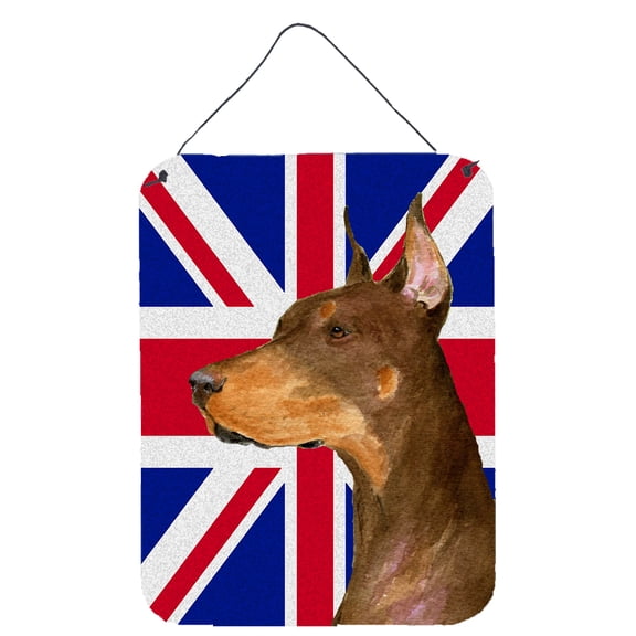 Doberman with English Union Jack British Flag Wall or Door Hanging Prints