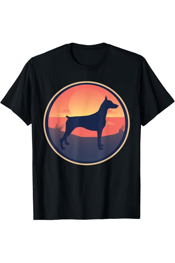 Dobermann Dog Retro T-Shirt men and women can wear, black, white, gifts