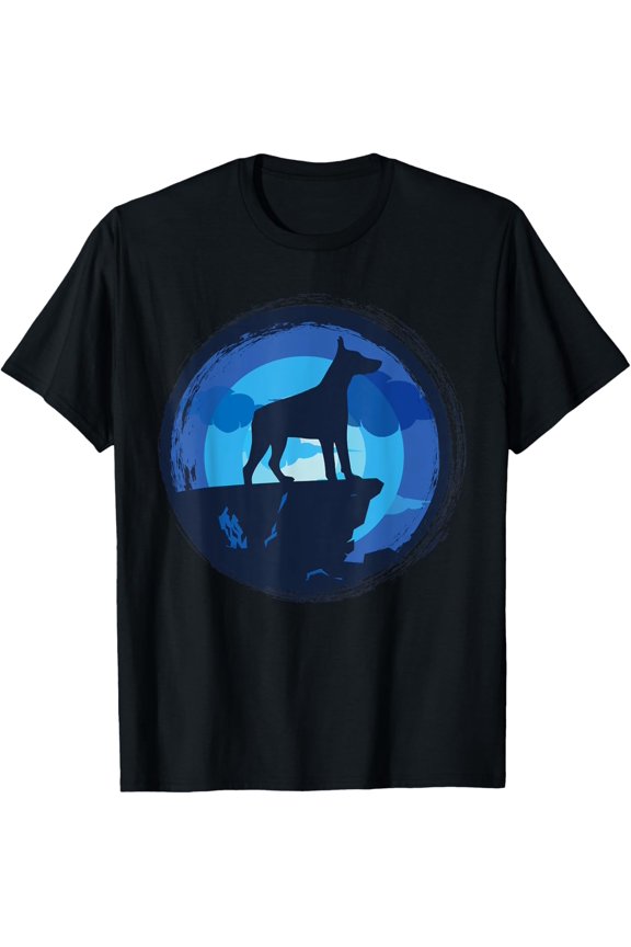 Dobermann Dog Retro T-Shirt men and women can wear, black, white, gifts