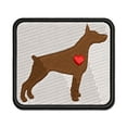 thumbnail image 1 of Dobermann Pinscher Dog with Heart Applique Multi-Color Embroidered Iron-On Patch - 2.0 Inch Mini, 1 of 5