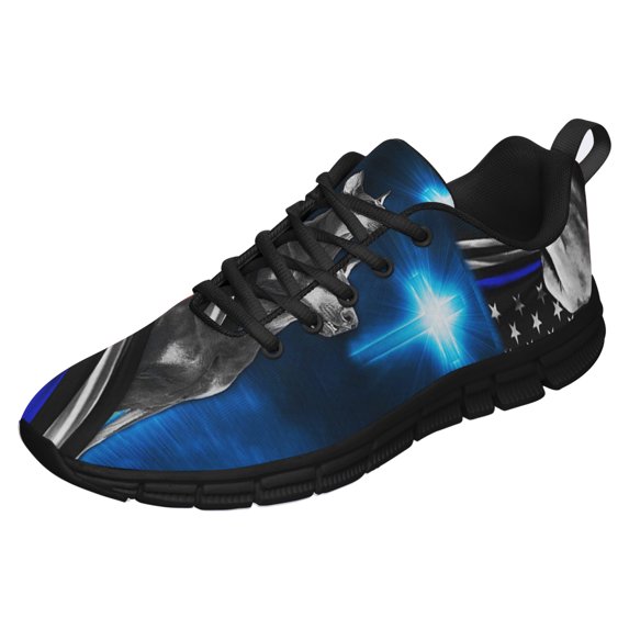 Dobermann Police Dog Thin Blue Line Christian Cross Running Shoes Sneakers Mesh Black Size 13
