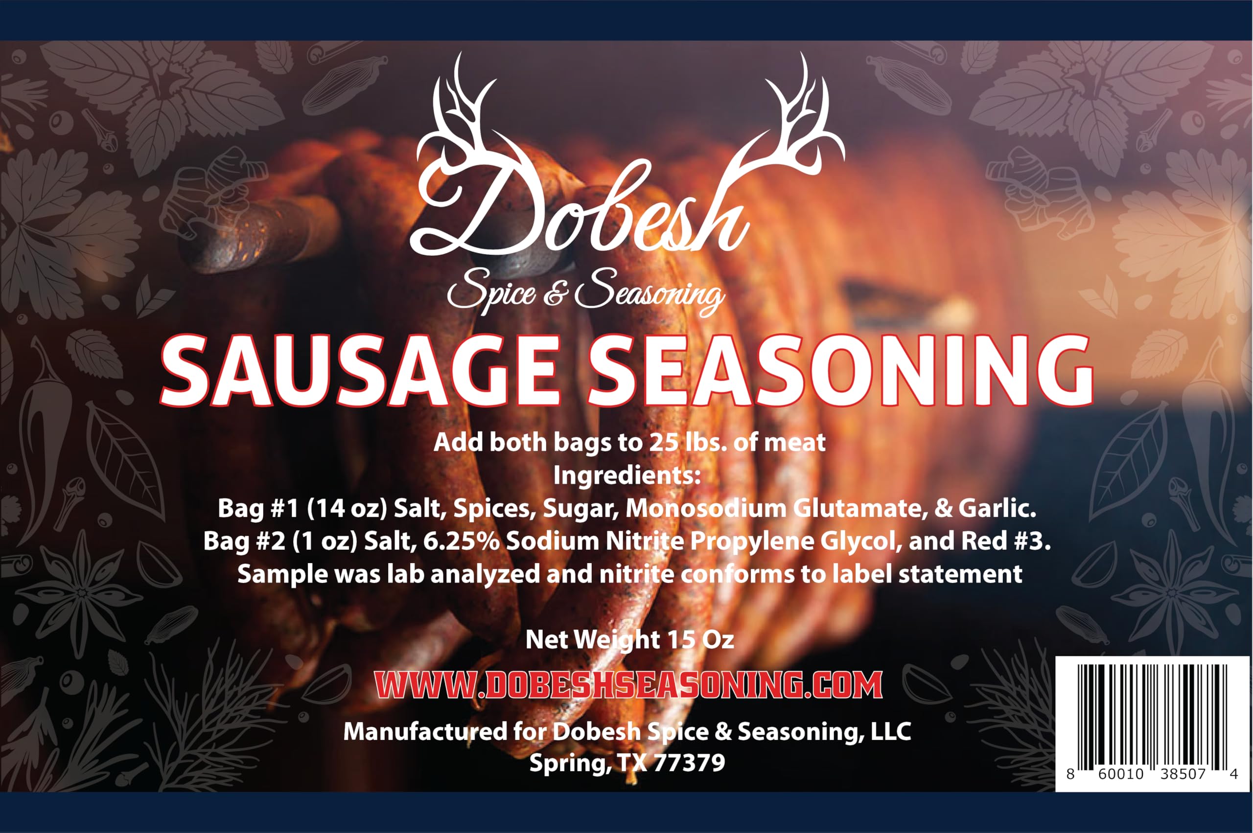 Dobesh Sausage Seasoning Mix OIF8 with Cure Czech Flavor Sausage