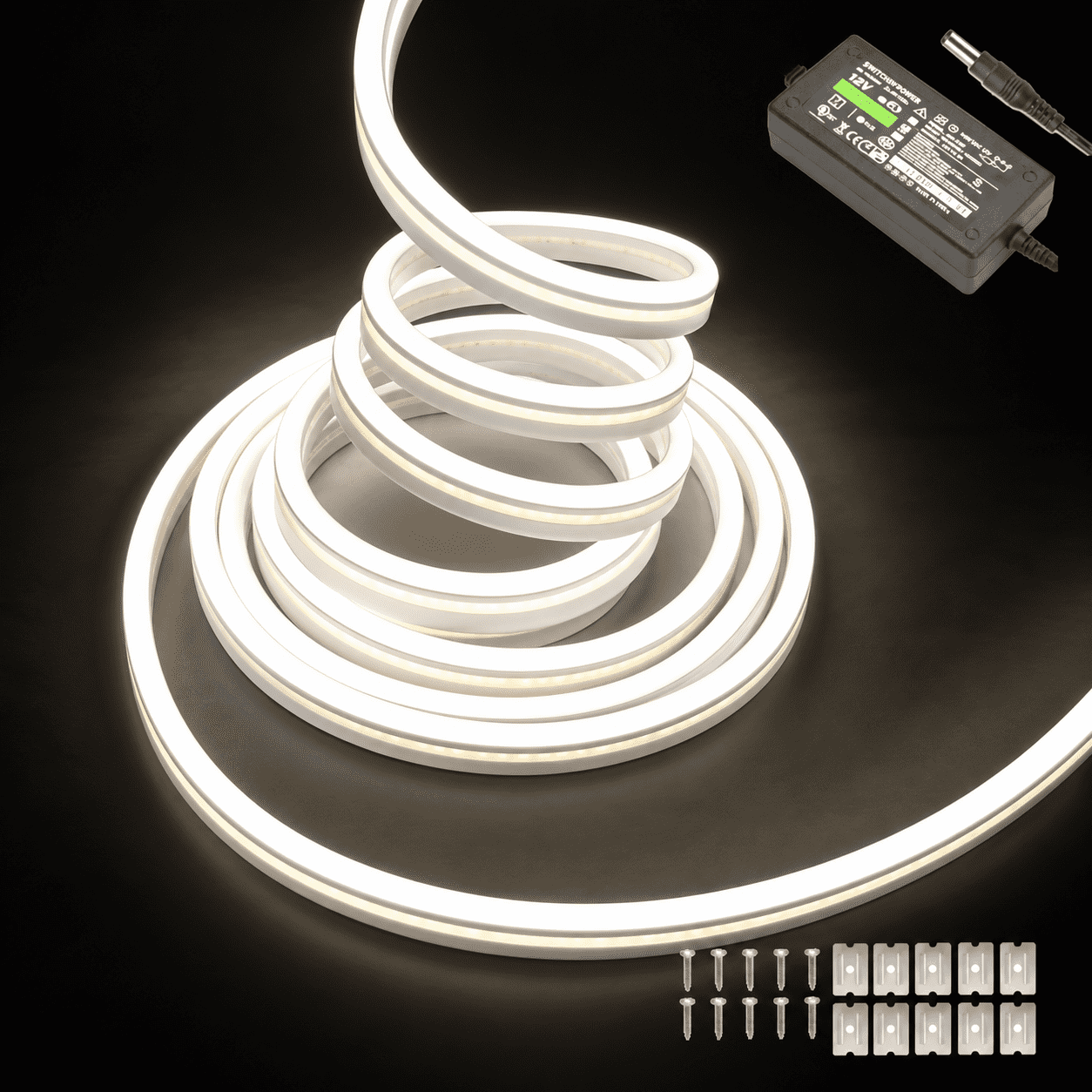 Dobestyou 16.4FT Neon LED Strip Lights, 12V DC 600 SMD2835 LEDs ...