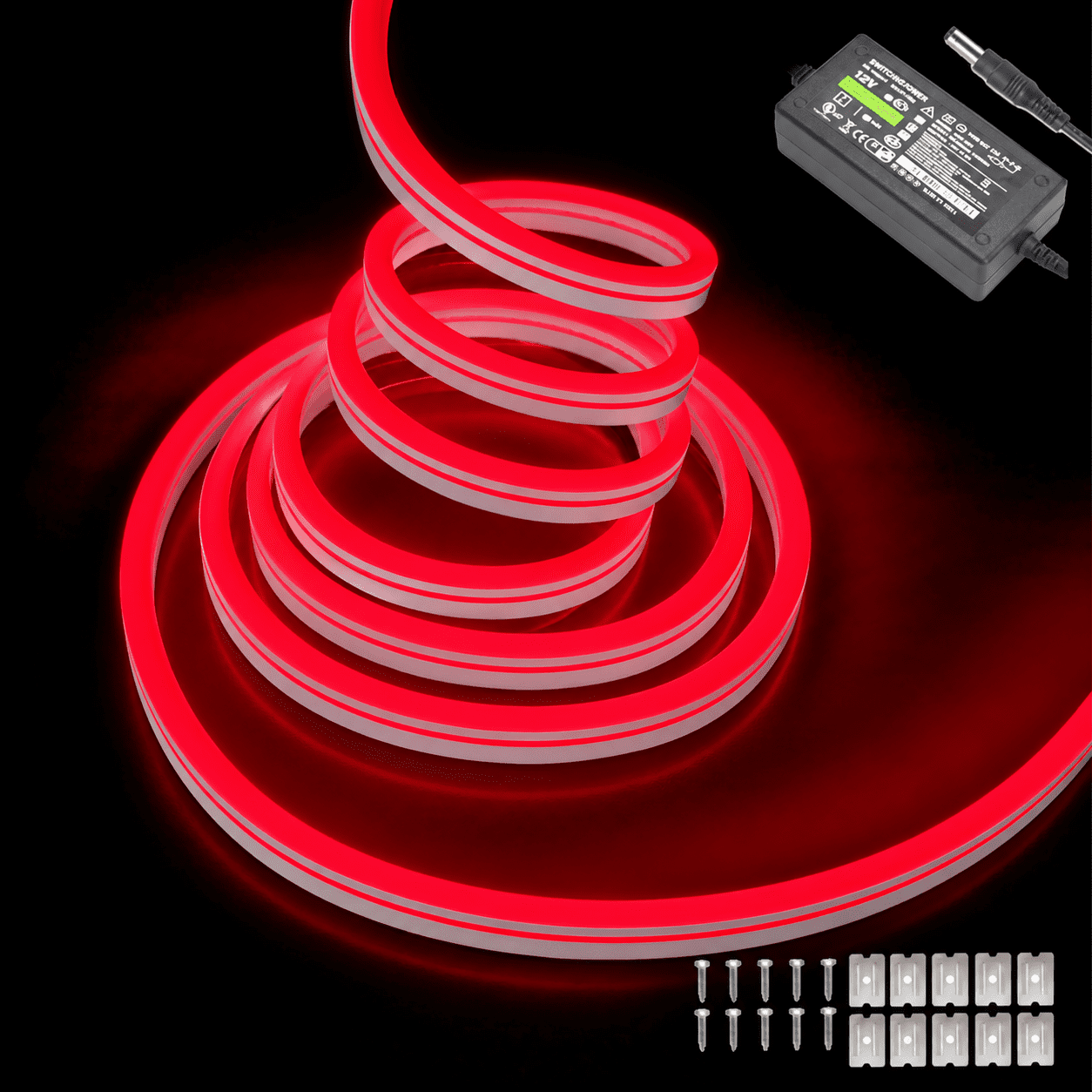 Dobestyou 16.4FT Neon LED Strip Lights, 12V DC 600 SMD2835 LEDs ...