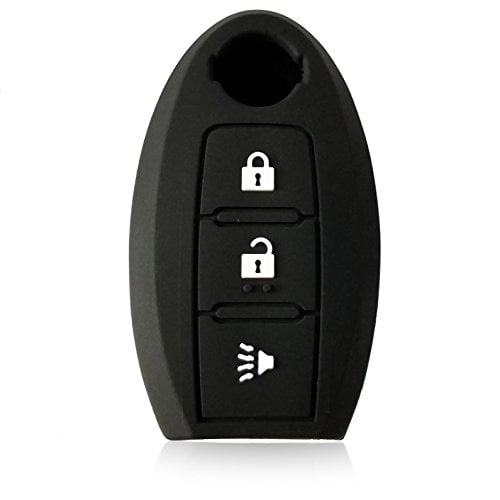 Dobrev 3 Buttons Silicone Smart Key Case Rubber Cover Skin Fob Holder for Nissan Murano S SL Pathfinder 370Z Cube Leaf Quest Juke Versa Note Rogue Armada (Black)