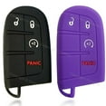 thumbnail image 1 of Dobrev 4 Button Silicone Case Cover Fob Skin Protector for Dodge Ram Durango Challenger Jeep Renegade Trailhawk Compass Grand Cherokee Key  black and purple, 1 of 2