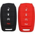thumbnail image 1 of Dobrev 4 Button Silicone Cover Keyless Entry Fob Case Skin Protector Holder for Dodge Ram 1500 2019 2020 2021 Smart Remote Control Key  black and red, 1 of 4