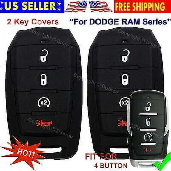 Dobrev 4 Button Silicone Cover Keyless Entry Fob Case Skin Protector Holder for Dodge Ram 1500 2019 2020 2021 Smart Remote Control Key