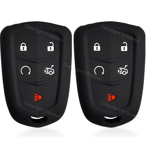 Dobrev 5 Button Silicone Case Fob Keyless Entry Cover Protector Skin for 2017 2018 2020 Cadillac CTS-V TTS XT4 XT5 XT6 CT6 ATS XTS Smart Key  black and black