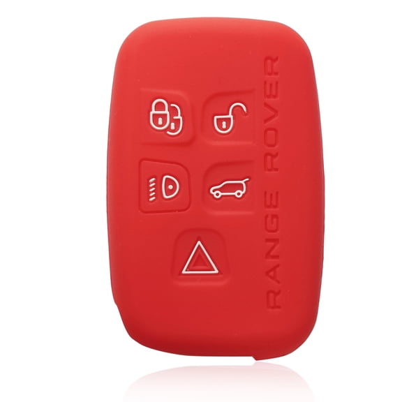 Dobrev 5 Buttons Silicone Smart Key Case Rubber Cover Skin Fob Holder for Land Rover Range Rover Evoque Sport Vogue Discovery Freelander Remote Key (red)