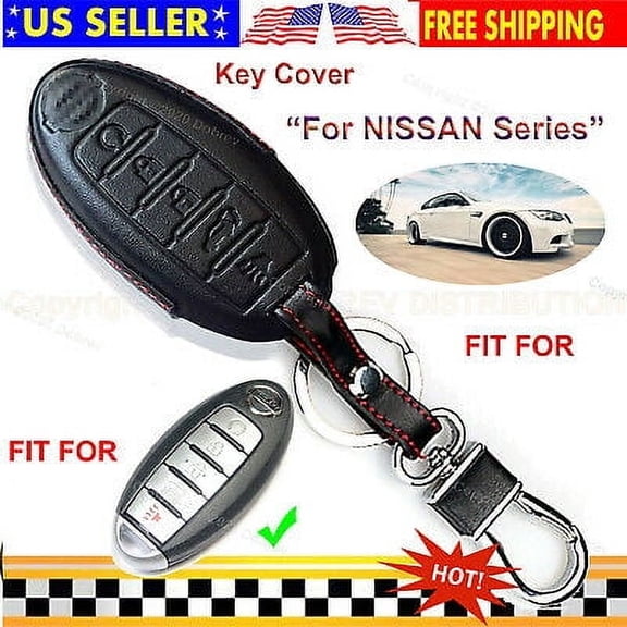 Dobrev 5B Genuine Leather Cover Case Fob Skin Keyless Entry Protector for Nissan Rogue Pathfinder Maxima Armada Sentra Murano Altima Key