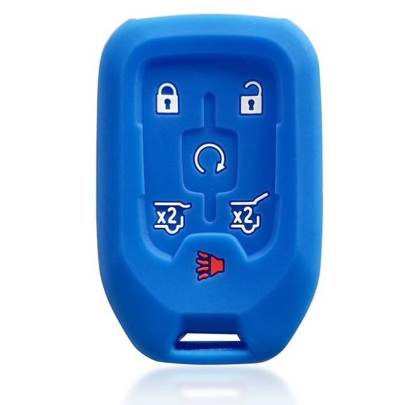 Dobrev 6 Buttons Silicone Case Protector Fob Cover Smart Car Remote Holder for 2015 2016 2017 Chevrolet Tahoe Suburban GMC Buick Smart Key (Blue)