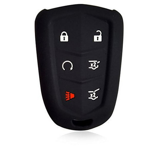 Dobrev 6 Buttons Silicone Case Protector Key Fob Cover Smart Car Remote Holder for 2015 2016 2017 Cadillac Escalade ESV FCC ID: HYQ2AB (Black)