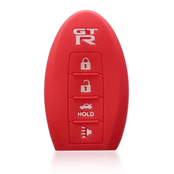 Dobrev Black 4 Buttons Silicone Case Protector Key Fob Smart Car Remote Holder for Nissan GTR R35 (red)