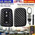 thumbnail image 1 of Dobrev Carbon Fiber Soft Cover Case Fob Entry Protector Skin Holder Keyless Entry Compatible with Toyota 3 Button Toyota 4Runner Sequoia Tundra Tacoma Smart Remote Control Key, 1 of 12