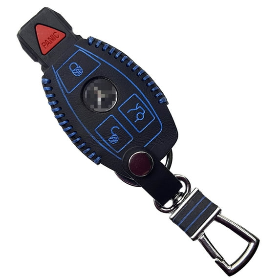 Dobrev Hot Sports Leather Case Fob Key Chain Fits Mercedes Benz Smart Key (Blue)