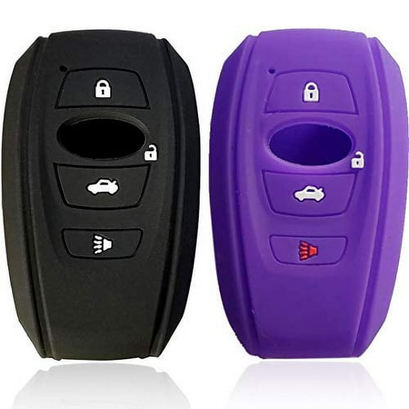 Dobrev Keyless Remote Smart Key Case Colorful Skin Protector Entry Fob Cover for 2019-2020 Subaru Forester, Impreza, Outback, WRX, BRZ, XV Crosstrek 4 Button (Black and Purple)