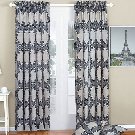 Home Soft Things 4 Piece Dobson Curtain and Pillow Cover Combo - Steel Grey - 70" x 84"/20" x 20"