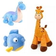 thumbnail image 1 of Doc 3pc Set Plush Gabby Giraffe Squeakers Bloat Fish Bronty Dinosaur 8” Stuffed New, 1 of 1