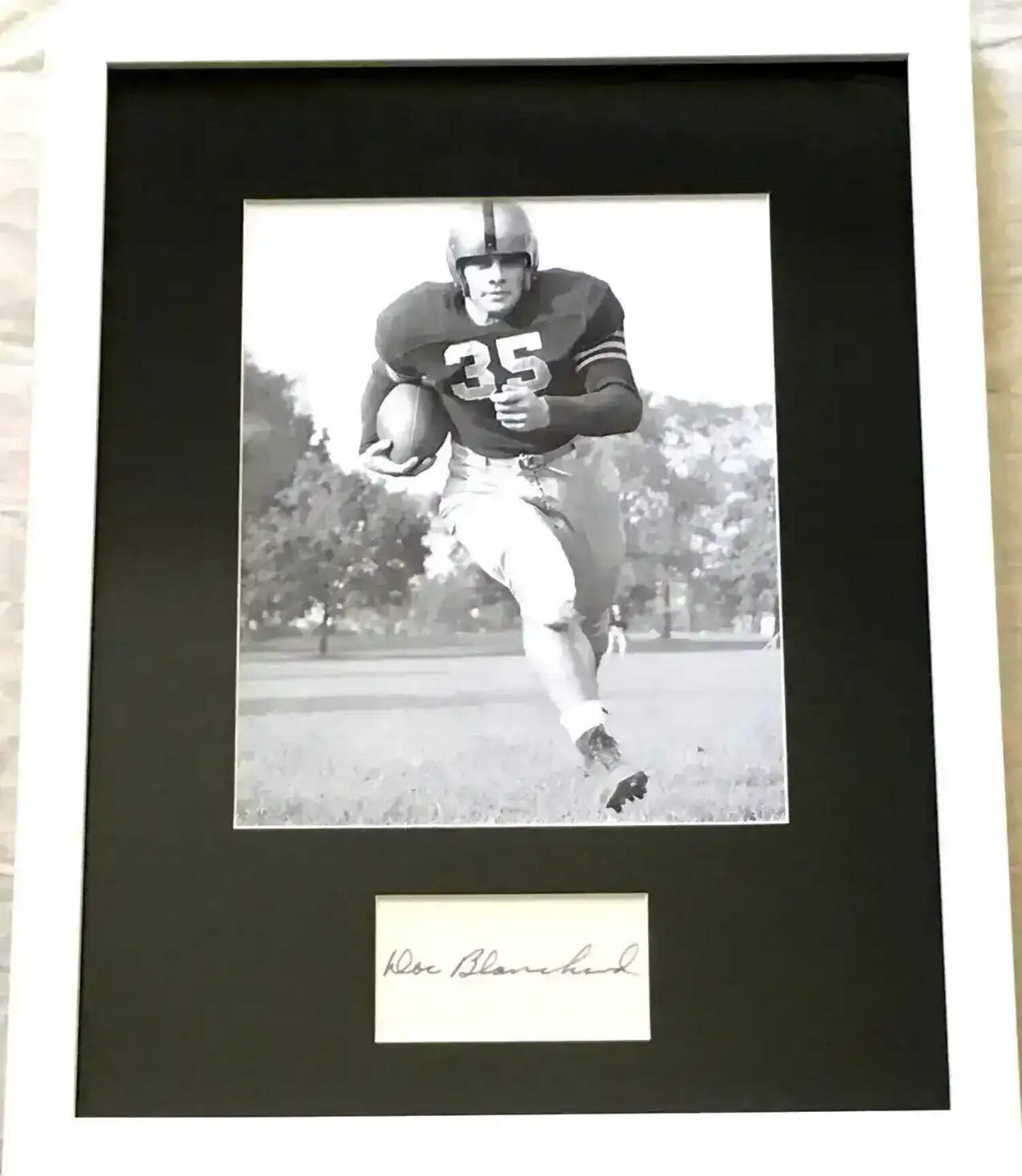 Doc Blanchard autographed index card custom framed with Army 8x10 photo JSA