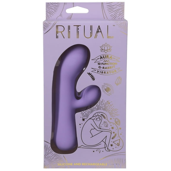 Doc Johnson Ritual - Aura - 10 Function G-Rabbit Vibrator - Silicone and Rechargeable - Discreet, Lilac