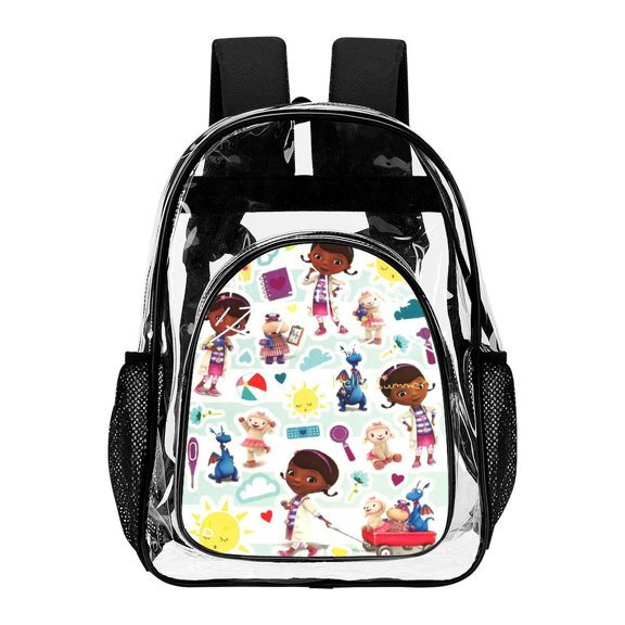 Doc Mc-Stuffins Lightweight Fashionable Transparent Backpack Mesh Bag Shoulder Bags Laptop Daypack Hiking Travel