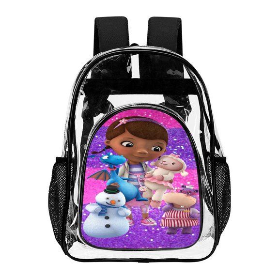Doc Mc-Stuffins Lightweight Fashionable Transparent Backpack Mesh Bag Shoulder Bags Laptop Daypack Hiking Travel