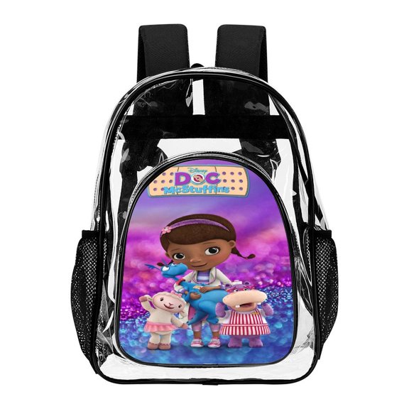 Doc Mc-Stuffins Lightweight Fashionable Transparent Backpack Mesh Bag Shoulder Bags Laptop Daypack Hiking Travel